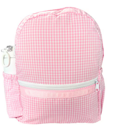 Pink Gingham Medium Backpack with Pockets