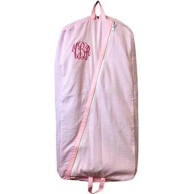 Pink Seersucker Baby Garment Bag