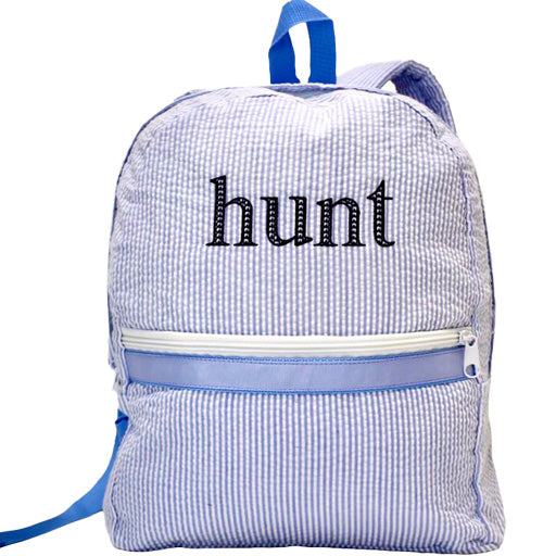 Baby Blue Seersucker Medium Backpack